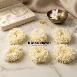 Artificial Jasmine Hair Rubber Bands - Pack of 12 Piece.