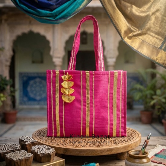 Gota Patti Silk Handbag