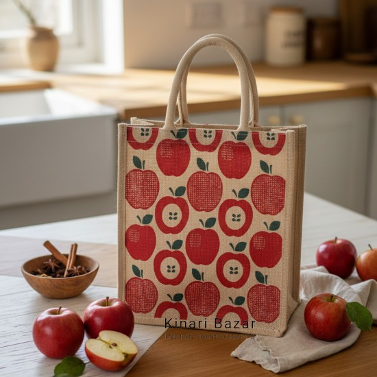 Apple Print Jute Bag