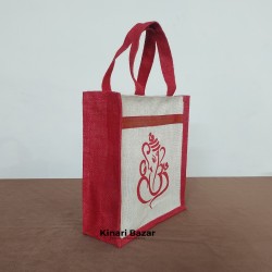 Ganesha Print Jute Handbag