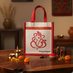 Ganesha Print Jute Handbag