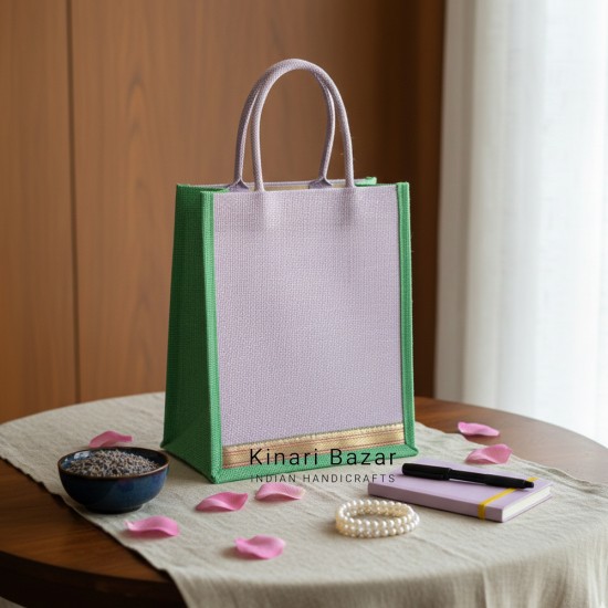 Jute Bag With Zari Lace