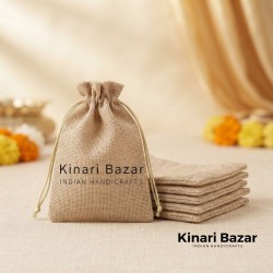 Natural Jute Potli Bags - Size: 4x5 Inch (10x13 cm)