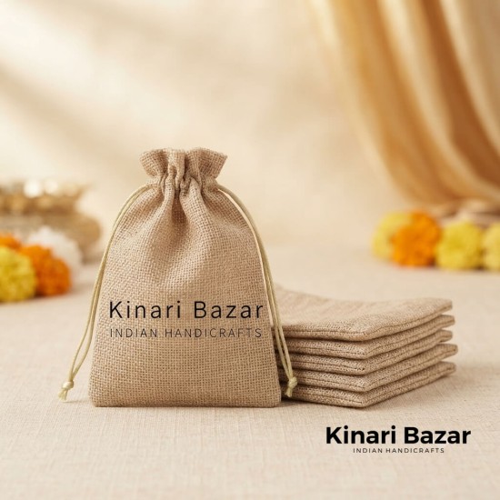 Natural Jute Potli Bags - Size: 4x5 Inch (10x13 cm)