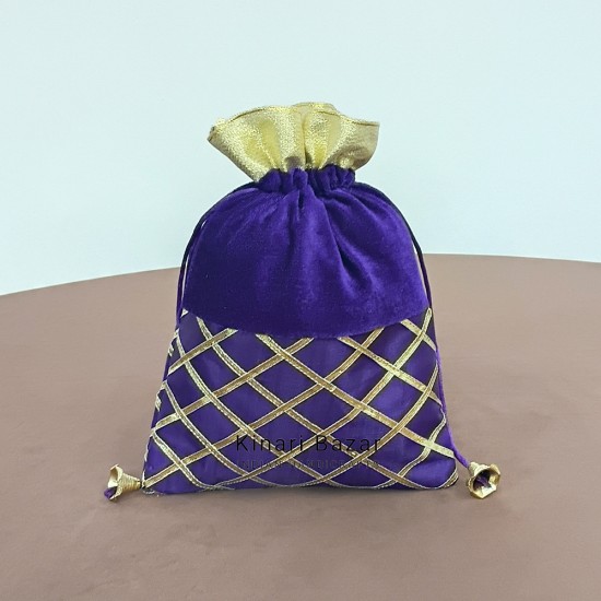 Gota Check Velvet Potli Bags Gota Check Velvet Potli Bags