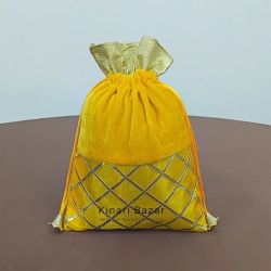 Gota Check Velvet Potli Bags Gota Check Velvet Potli Bags
