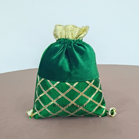 Gota Check Velvet Potli Bags Gota Check Velvet Potli Bags