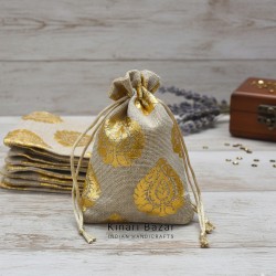Jute Print Potli Bags