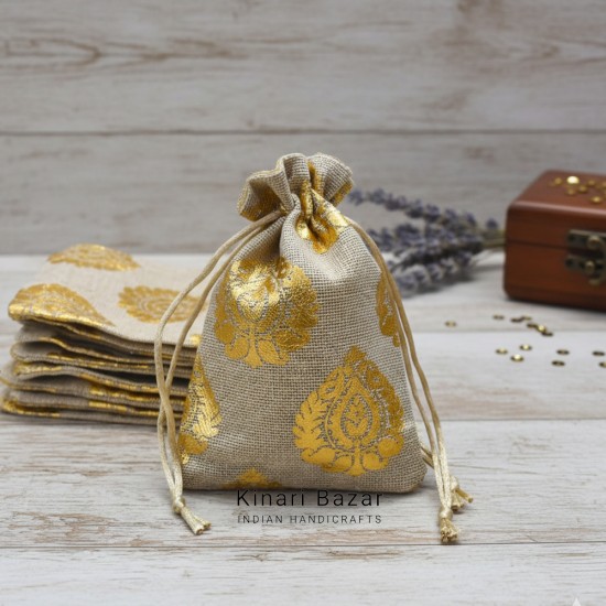 Jute Print Potli Bags