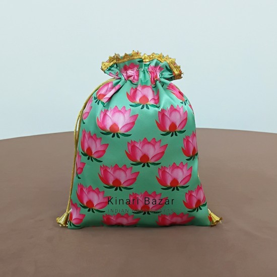 Lotus Print Potli Bags