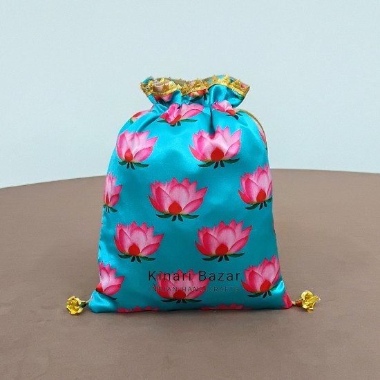 Lotus Print Potli Bags