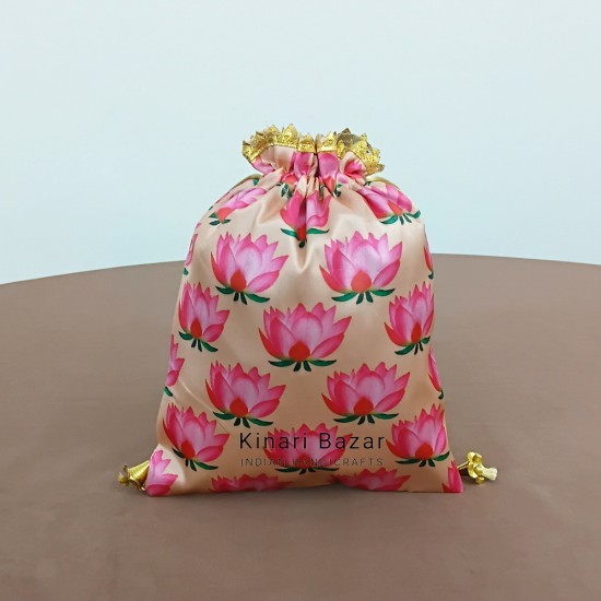 Lotus Print Potli Bags