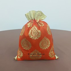 Paan Print Silk Drawstring Gift Potli Bags Paan Print Silk Drawstring Gift Potli Bags