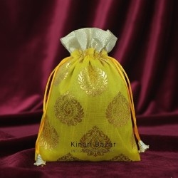 Paan Print Silk Drawstring Gift Potli Bags
