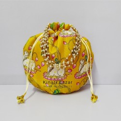 Pichwai Print Cow Matka Potli Bags Pichwai Print Cow Matka Potli Bags