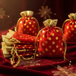 Polka Dot Drawstring Potli Bag