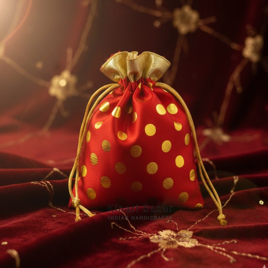 Polka Dot Drawstring Potli Bag