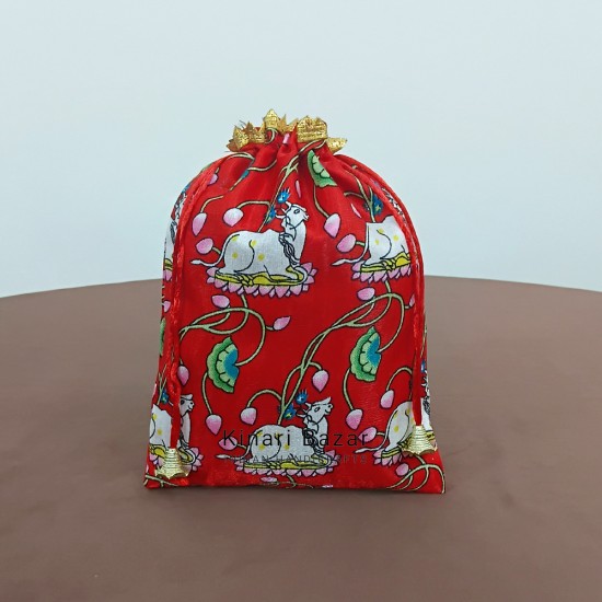Pichwai Cow Printed Gift Potli Bags Pichwai Cow Printed Gift Potli Bags