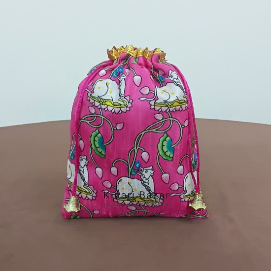 Pichwai Cow Printed Gift Potli Bags Pichwai Cow Printed Gift Potli Bags