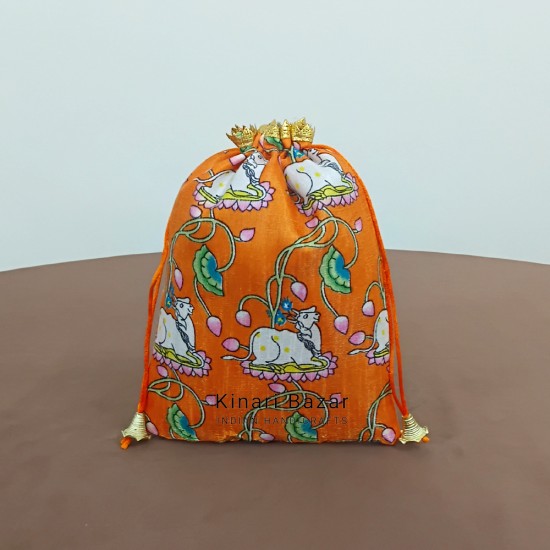 Pichwai Cow Printed Gift Potli Bags Pichwai Cow Printed Gift Potli Bags